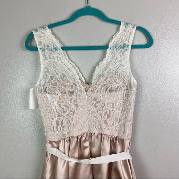 NWT After Six | Cameo Blush Ivory Cocktail Length Classic Lace Dress 4 - Picture 10 of 13